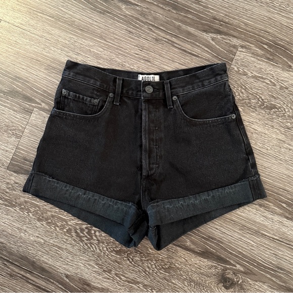 Agolde Pants - AGOLDE Black Denim Cuff Shorts